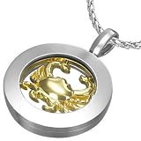 Pendentif signe du zodiaque metal et trait� or cancer