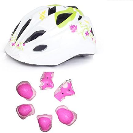 LightReach kids toddler pretty girl Muti-sports lovely helmets No 1 choice (Flower and leaf with protective gear)