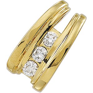 14K White Gold 3 Stone Diamond Pendant Slide