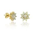 Vermeil (24k Gold over Sterling Silver) Genuine Blue Topaz and Diamond Accent Stone Prong Flower Stud Earrings