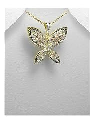 Butterfly CZ Pendant Necklace In 92.5 Sterling Silver