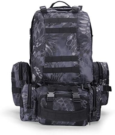 Ezflora Large Capacity 60L Heavy-duty Tactical Backpack For Camping Hiking Trekking Sports Climbing Travel Combined With 3 MOLLE Bags,Police Black Python