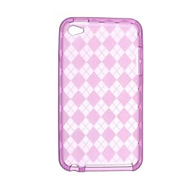 Premium TPU Flexi Soft Gel Skin for Apple iPod Touch 4th Generation, 4th Gen - Hot Pink Checkers Argyle Print