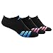 adidas Women's Cushioned 3pk No Show Sock Black/Solar Blue/Flash Pink/Solar Pink