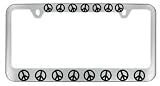 Cyber Monday Peace Sign Chrome License Plate Frame with 2 free caps