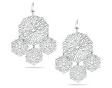 Platinum Plated Filigree Circle Earrings