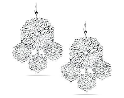 Platinum Plated Filigree Circle Earrings