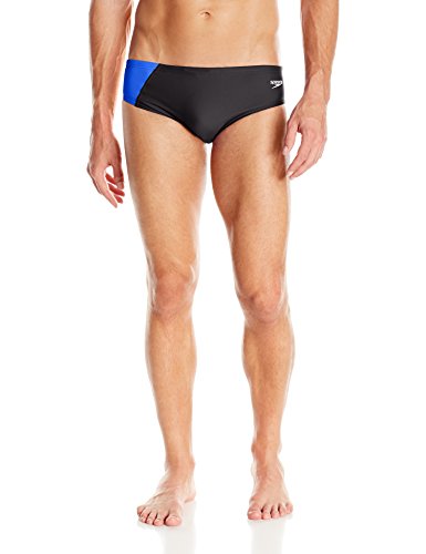 Speedo Men's PowerFLEX Eco Revolve Splice Brief Swimsuit, Blue, 32