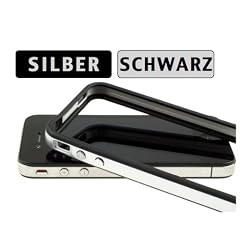 Schutzh�lle f�r iPhone 4 ..::: SILBER - SCHWARZ :::.. mit METALLBUTTON