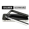 Schutzh�lle f�r iPhone 4 ..::: SILBER - SCHWARZ :::.. mit METALLBUTTON