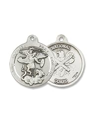 Sterling Silver St. Michael the Archangel Pendant Stainless Silver Heavy Curb Chain