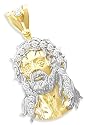 14K YELLOW and WHITE GOLD JESUS FACE CHARM PENDANT NEW