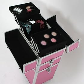 Trolley, valise de rangement, coffre cosm�tique rose