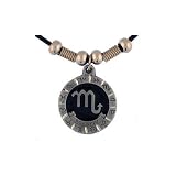 Scorpio Pewter Pendant on Beaded Leather Necklace - Earth Spirit Necklace