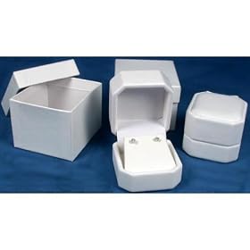 2 White Leather Earring & Pendant Jewelry Gift Boxes