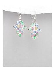Hamsa Shell Earrings In 92.5 Sterling Silver