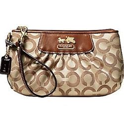 Coach Madison Signature Wristlet Pouch Bag 41988 Khaki