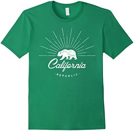 Men's Vintage California Republic Bear T Shirt - Cali Bear Shirts Large Kelly Green