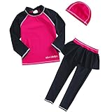 BAOHULU 子供水着　日焼け止め　2016新型　スイミングウェア　セパレートスタイル　キャップ　長袖　ラグラン　リボン　キーズ　可愛い　元気　ナイロン生地　伸縮性　柔らかい 快適　砂浜　キュート　