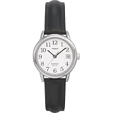 Timex Easy Reader White Dial Black Leather Strap Ladies Watch T2H331
