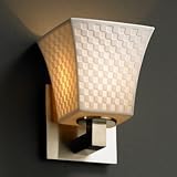IMAGE OF Limoges Modular Wall Sconce with Translucent Shade Impression: Checkerboard, Metal Finish: Brushed Nickel, Shade Option: Squared Flare