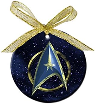 STAR TREK Round porcelain ornament Gold Bow-knot Christmas tree Pendant