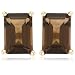 14k Yellow Gold 7x5mm Emerald Cut Smoky Quartz Stud Earrings