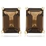 14k Yellow Gold 7x5mm Emerald Cut Smoky Quartz Stud Earrings