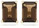 14k Yellow Gold 7x5mm Emerald-Cut Smoky Quartz Stud Earrings
