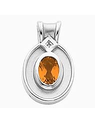 14K White Gold Oval Cut Spessartite Garnet and Diamond Pendant -- LIFETIME WARRANTY