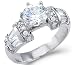 Solid 14k White Gold Solitaire CZ Cubic Zirconia Large Engagement Ring 2 ct.