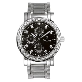 Bulova #96E04 Men's Diamond Accented Multi Function 3 dial Display Watch