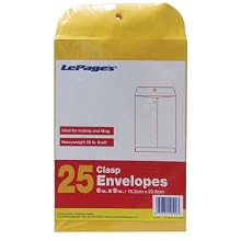 LePage's Clasp Envelopes, 6 Inch x 9 Inch, 25 pack (GLD11504)