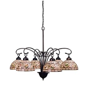 31 Inch W Turning Leaf 6 Lt Chandelier Ceiling Fixture by Meyda