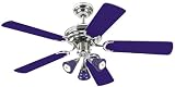 Westinghouse 7818020 Apollo Elite Three-Light 42-Inch Five-Blade Ceiling Fan, Chrome with Blue Globes