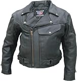 Men's Drum Dyed NAKED Cowhide PISTOL PETE Vented Motorcycle Jacket, Brass hardware Sizes 40-60