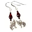 Sterling Silver and Swarovski Earrings with Pewter Wolf Drops