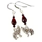 Sterling Silver and Swarovski Earrings with Pewter Wolf Drops