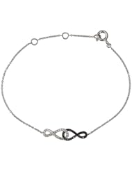 14K White Gold, Black and White Diamond Infinity Tennis Bracelet (1/5 cttw)