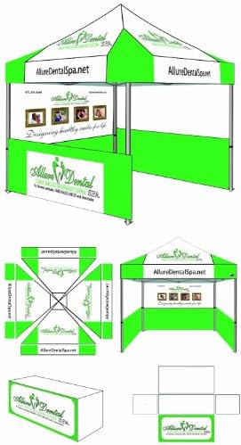 Eurmax PRE 10x10 Pop up Canopy Party Event Tent and Table Cover with Custom Printed Graphics W 6ft Table and Roller Bag