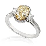 One of a Kind 2.06ctw EGL Certified Fancy Yellow Oval Cut Diamonds Ring