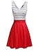 Omeya Womens Sexy Open Back Cocktail Slim Black White Striped Mini Dress L,Red