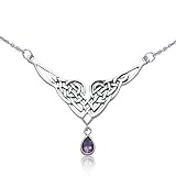 Bling Jewelry Sterling Silver Celtic Knot Pendant Necklace with Teardrop Amethyst