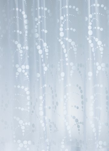 Ridder 323770-350 Duschvorhang Folie inklusive Aufh&auml;ngeringe 180 x 200 cm Dots, silber