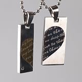 Two in One Loving Stainless Steel Black and Gold Necklace for Uni-sex Gift Boxed J2027