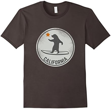 Men's California Republic State Flag Surfing Bear T-shirt XL Asphalt