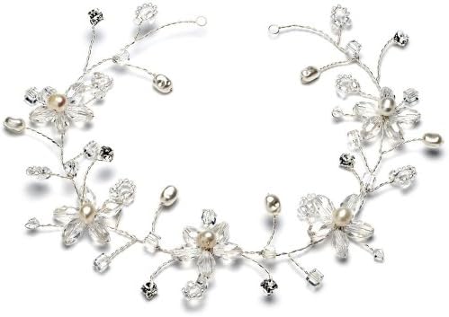 Elegance Collection - Bridal Flower Hair Comb, Pearl Vine Wedding Headband