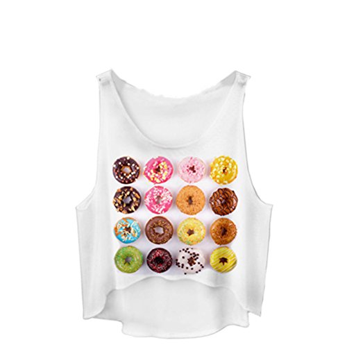 JETTINGBUY Women Crop Vest Digital 3D Emoji Print T Shirt X-Large