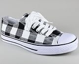 Checker Print Laced-Up Sneaker