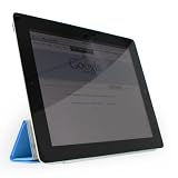iPad2専用ケース スタンド式　超薄型iPad2ケース　[お得な３点セット]＝[フロントカバー＋シリコンバックカバー＋液晶保護フィルム]　ブルー　[Apple iPad2 16GB,32GB,64GB]